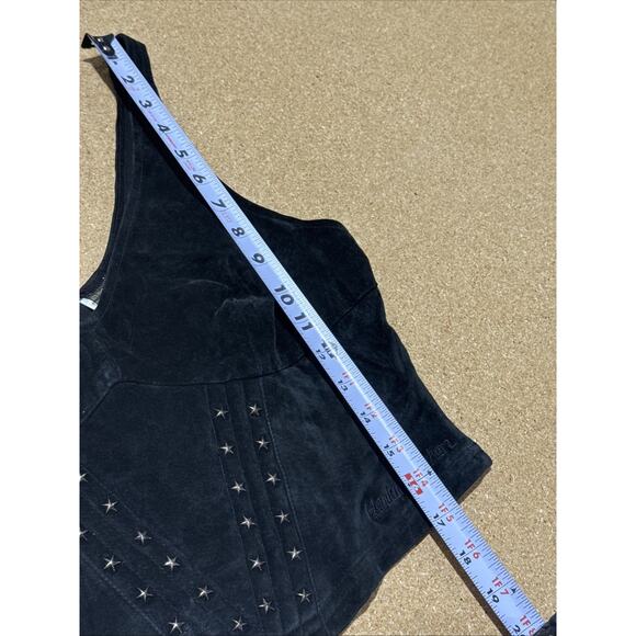 Harley-Davidson Suede Corset Tank Top Star Studs Black Stretch Back Sz Small - Picture 10 of 10